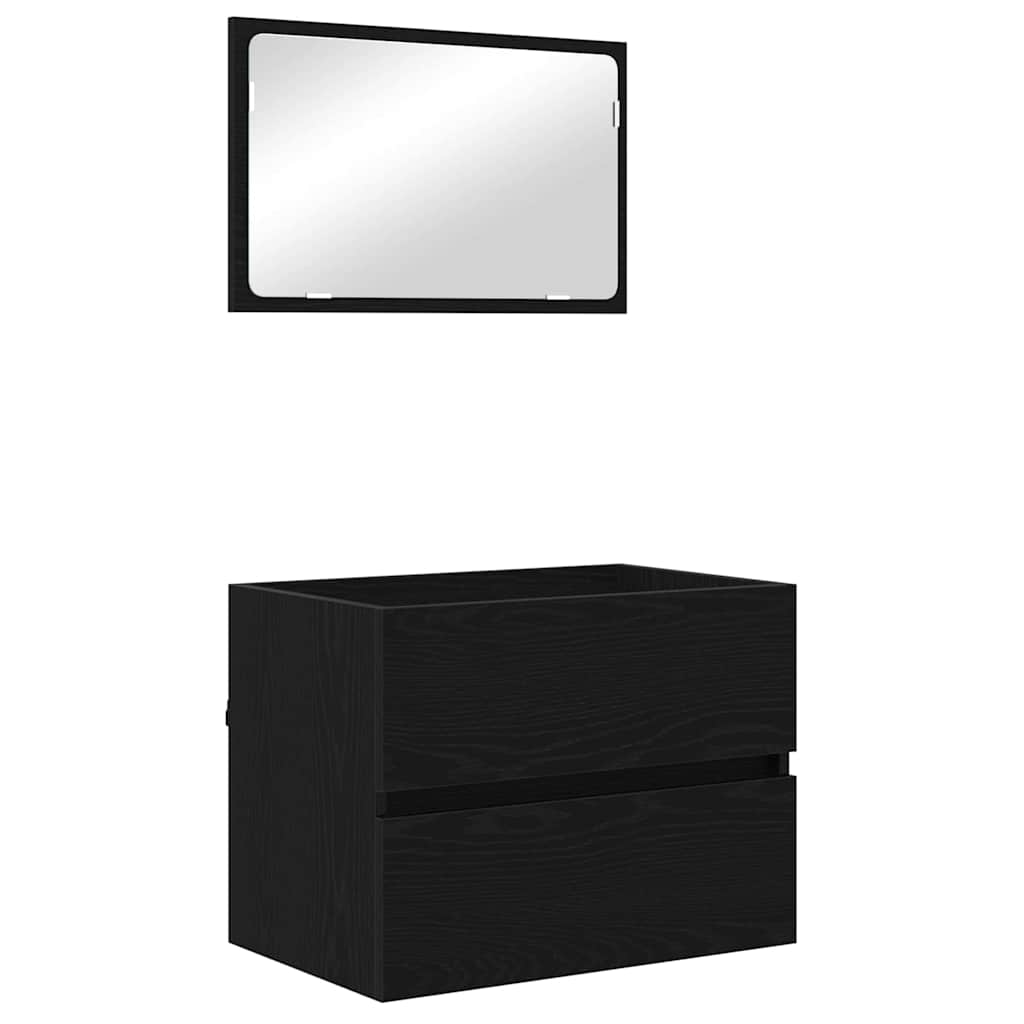 Badeværelsesmøbel sæt 3 stk. Sort eg 61 x 39 x 45 cm