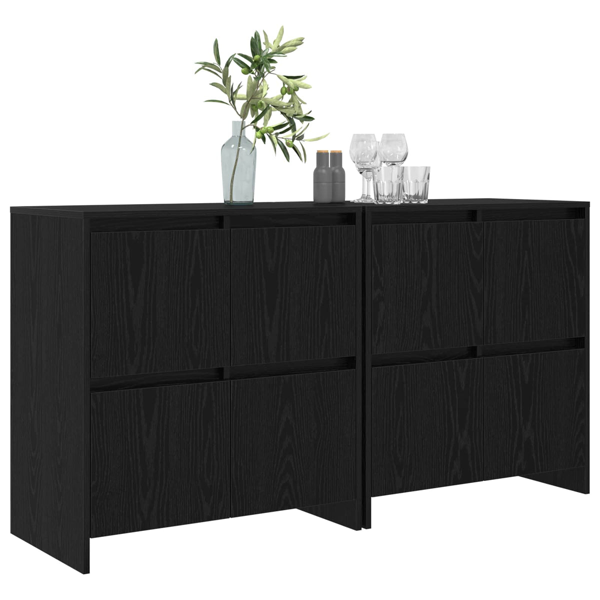 Sideboards 2 stk. Sort eg 70 x 41 x 75 cm Konstrueret træ