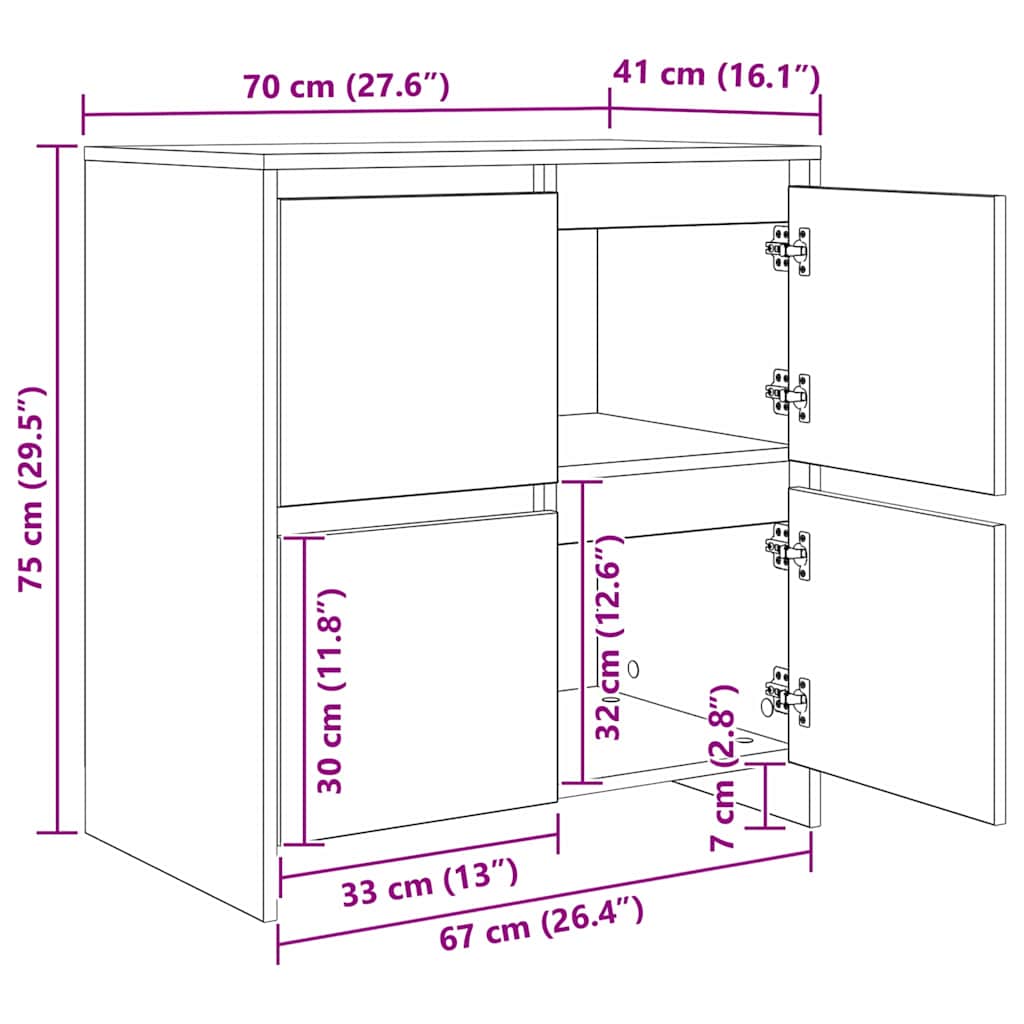 Sideboards 2 stk. Sort eg 70 x 41 x 75 cm Konstrueret træ