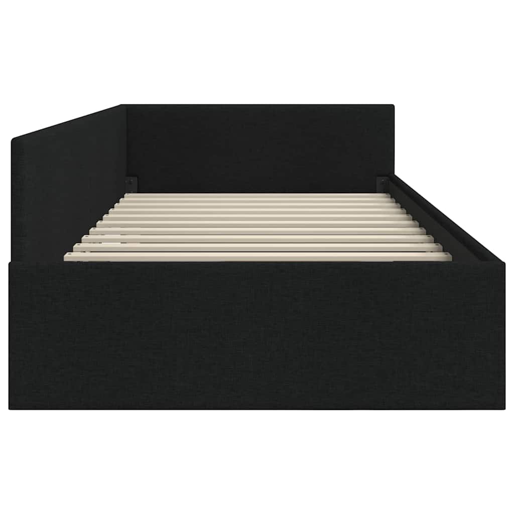 Hjørnesengramme med hovedgærde Sort 80 cm x 200 cm Stof