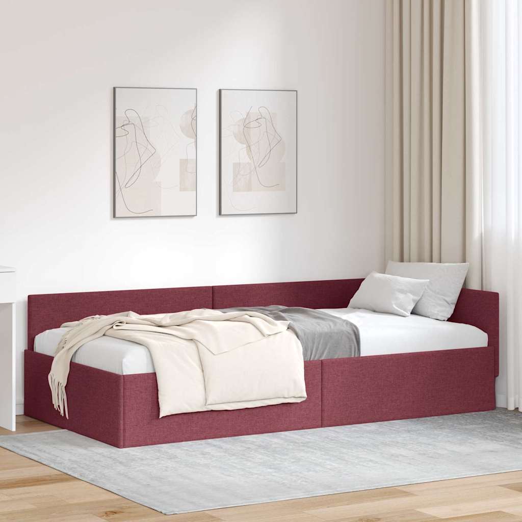 Hjørnesengramme med hovedgærde Vinrød 80 cm x 200 cm Stof