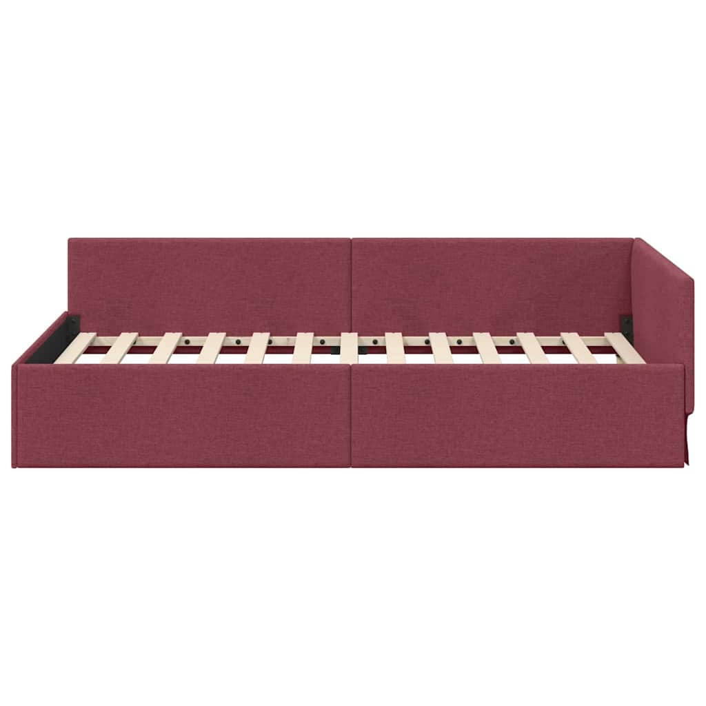 Hjørnesengramme med hovedgærde Vinrød 80 cm x 200 cm Stof
