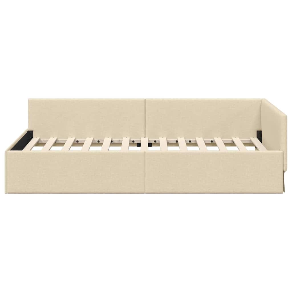 Hjørnesengramme med hovedgærde Creme 80 cm x 200 cm Stof