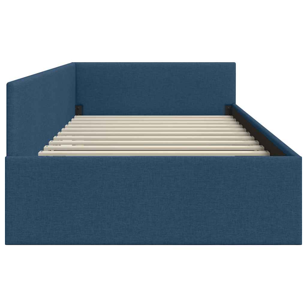 Hjørnesengramme med hovedgærde Blå 80 cm x 200 cm Stof