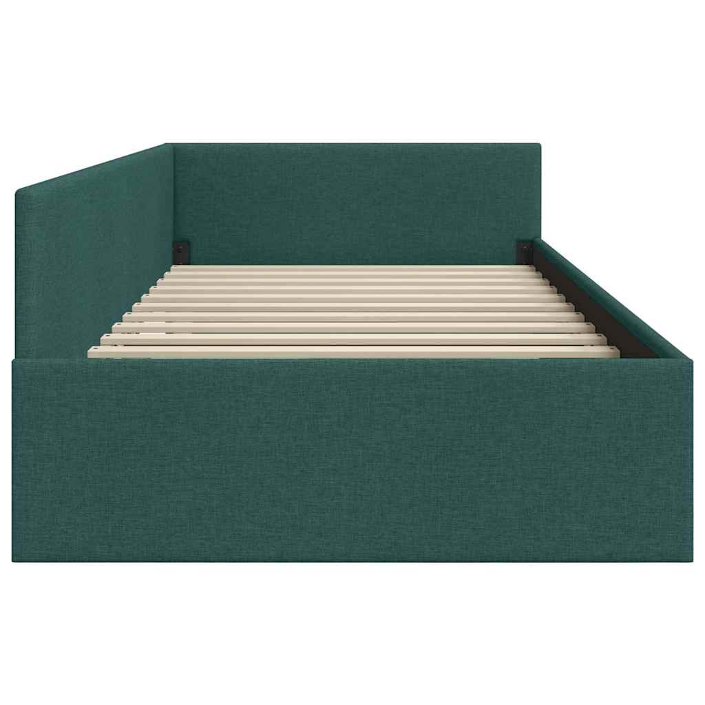 Hjørnesengramme med hovedgærde Mørkegrøn 90 cm x 190 cm Stof