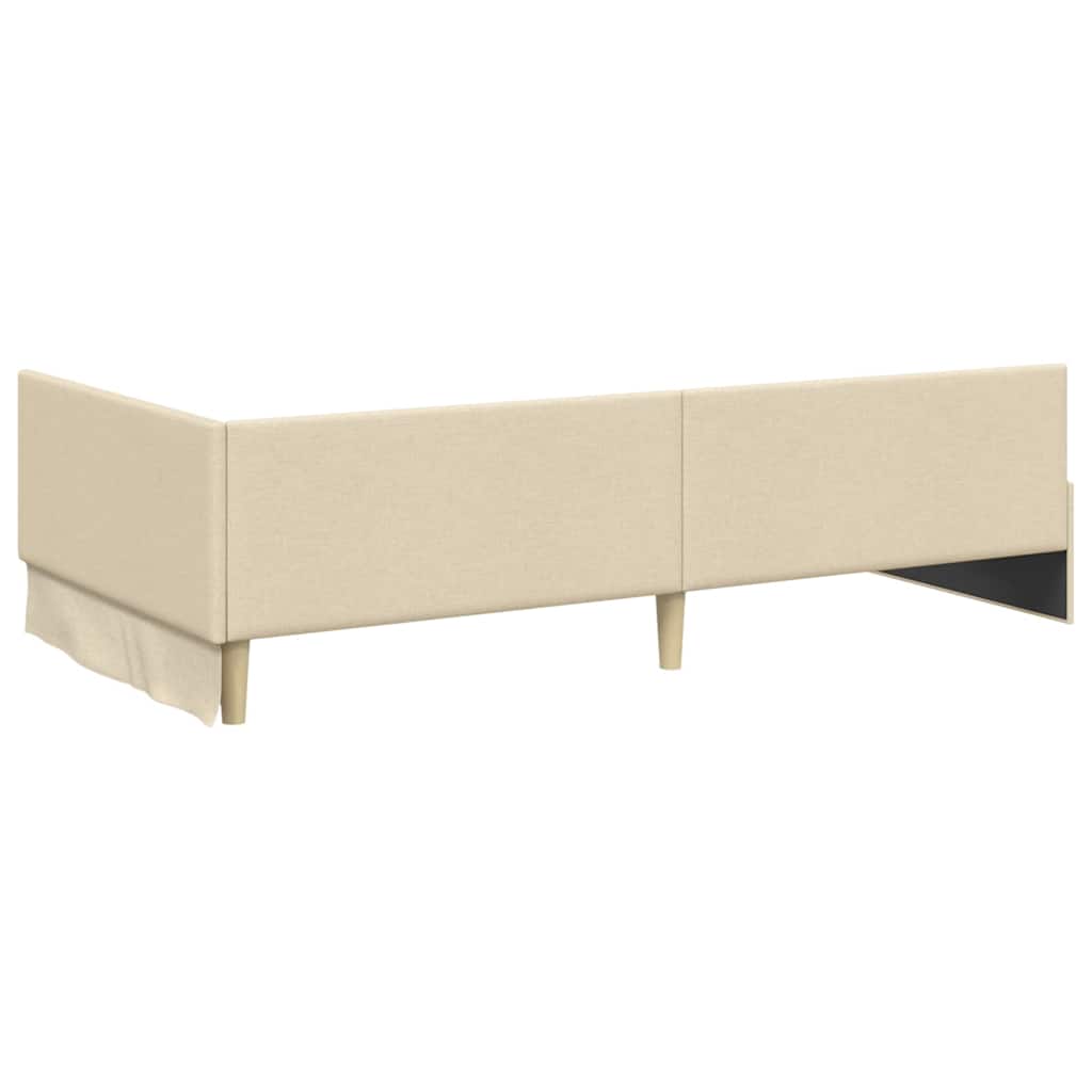 Hjørnesengramme med hovedgærde Creme 90 cm x 190 cm Stof