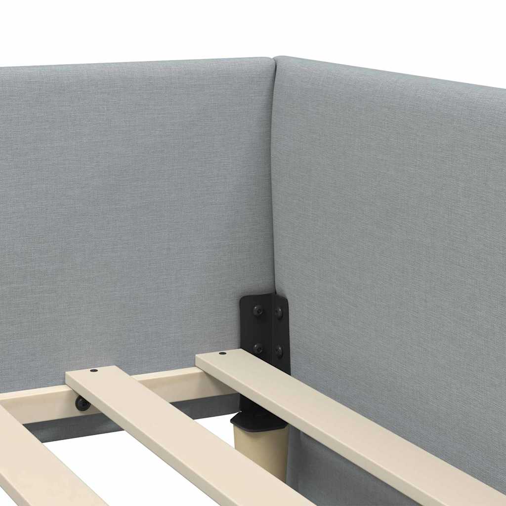 Hjørnesengramme med hovedgærde Lysegrå 90 cm x 200 cm Stof