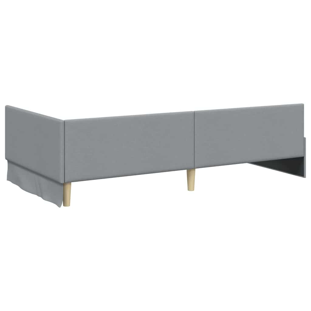 Hjørnesengramme med hovedgærde Lysegrå 90 cm x 200 cm Stof