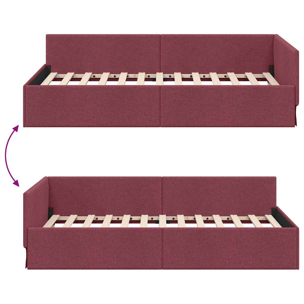 Hjørnesengramme med hovedgærde Vinrød 90 cm x 200 cm Stof