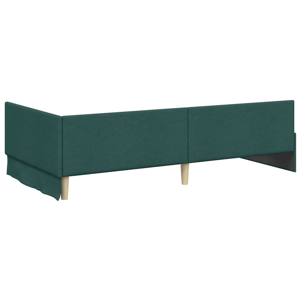 Hjørnesengramme med hovedgærde Mørkegrøn 90 cm x 200 cm Stof