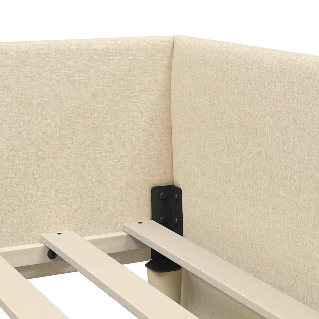 Hjørnesengramme med hovedgærde Creme 90 cm x 200 cm Stof