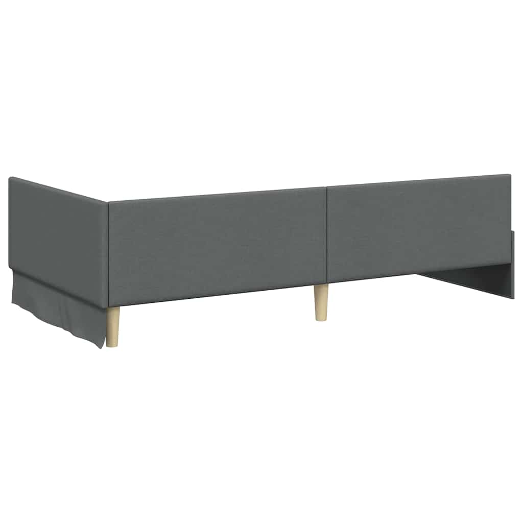 Hjørnesengramme med hovedgærde Mørkegrå 100 cm x 200 cm Stof