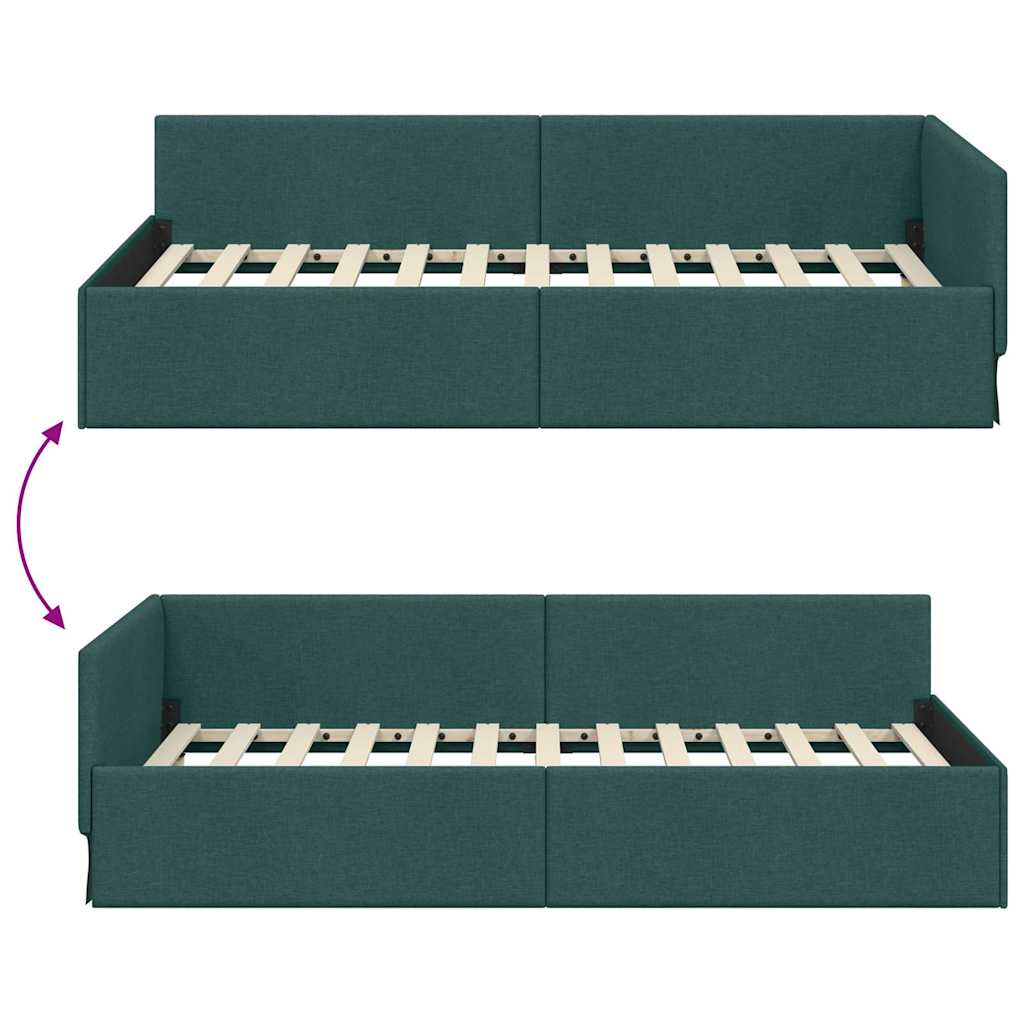 Hjørnesengramme med hovedgærde Mørkegrøn 100 cm x 200 cm Stof