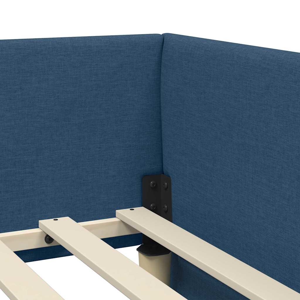 Hjørnesengramme med hovedgærde Blå 100 cm x 200 cm Stof