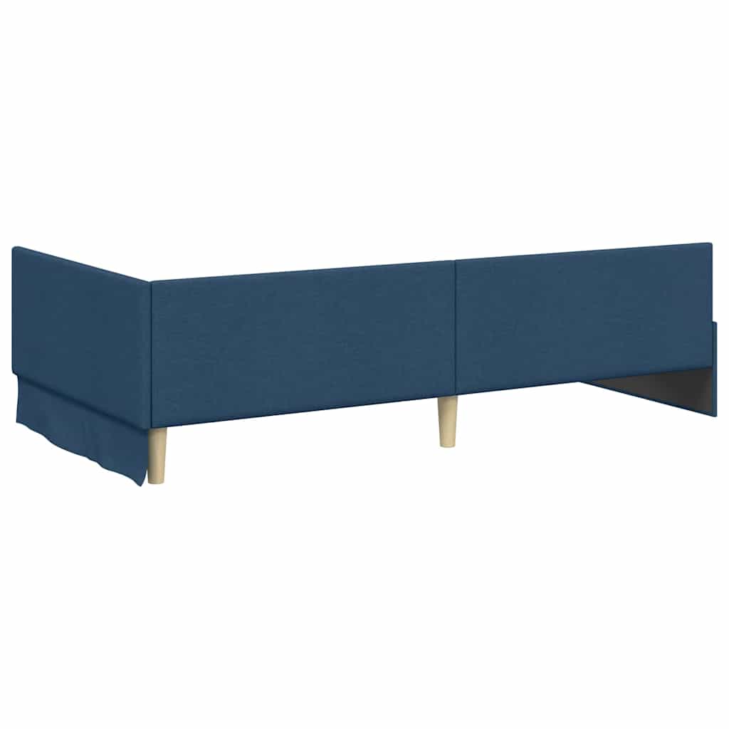 Hjørnesengramme med hovedgærde Blå 100 cm x 200 cm Stof