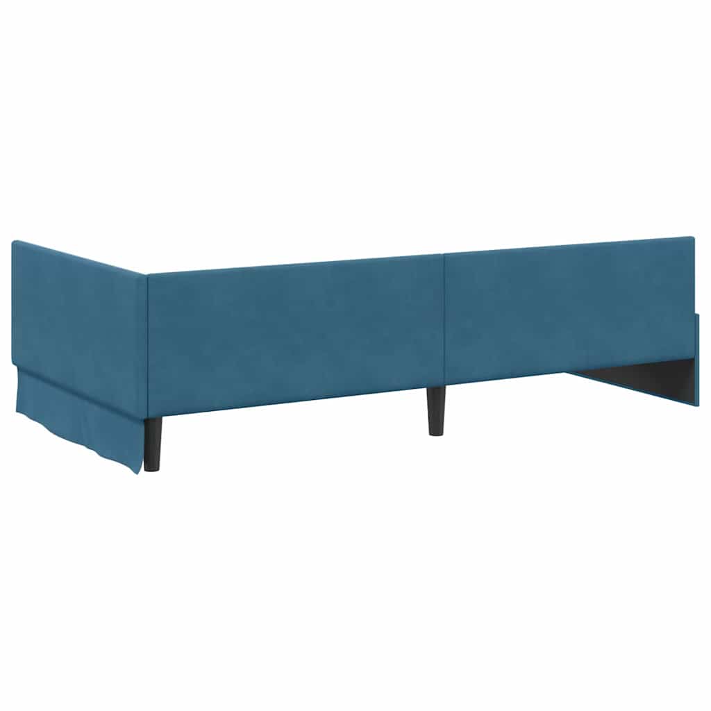 Hjørnesengramme med hovedgærde Blå 80 cm x 200 cm Fløjl