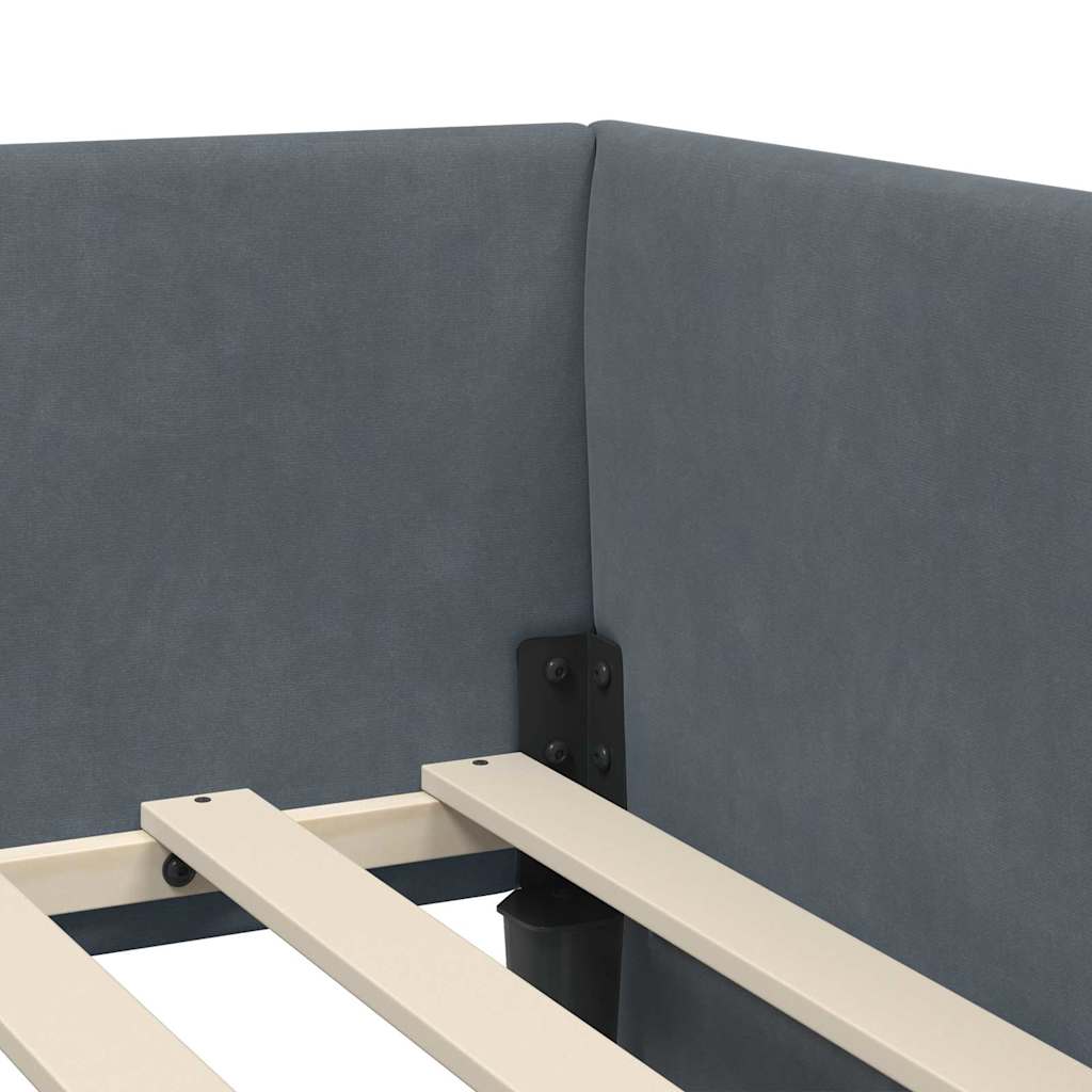 Hjørnesengramme med hovedgærde Mørkegrå 80 cm x 200 cm Fløjl
