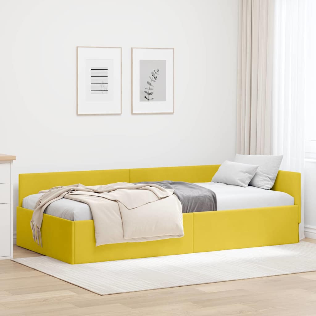 Hjørnesengramme med hovedgærde Gul 80 cm x 200 cm Fløjl
