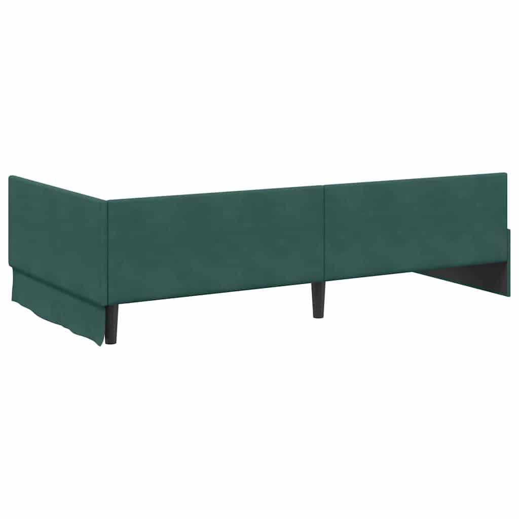 Hjørnesengramme med hovedgærde Mørkegrøn 90 cm x 190 cm Fløjl