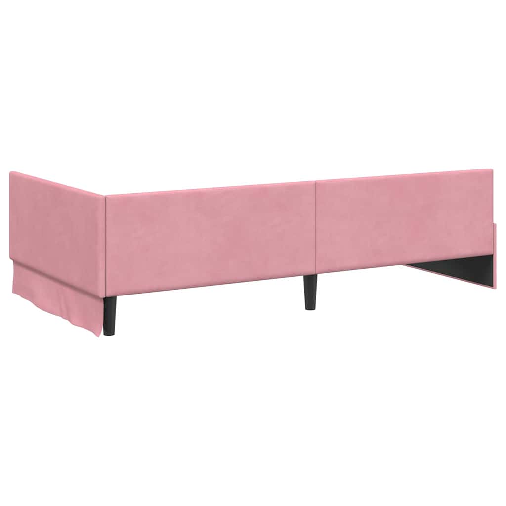 Hjørnesengramme med hovedgærde Lyserød 90 cm x 190 cm Fløjl