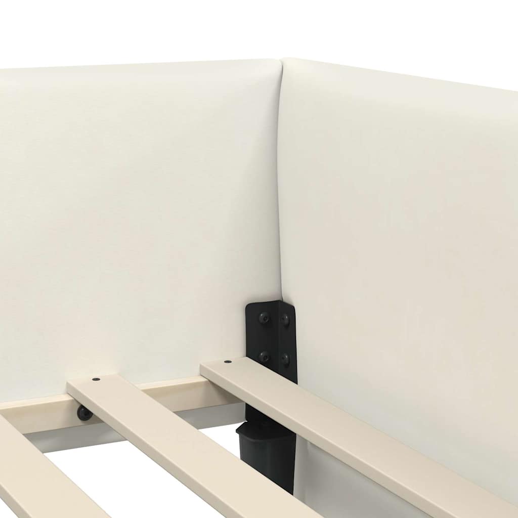 Hjørnesengramme med hovedgærde Creme 90 cm x 190 cm Fløjl