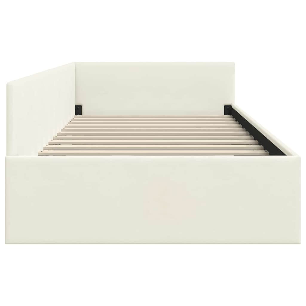 Hjørnesengramme med hovedgærde Creme 90 cm x 190 cm Fløjl