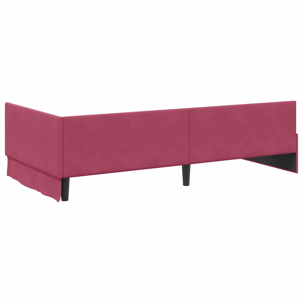 Hjørnesengramme med hovedgærde Vinrød 90 cm x 200 cm Fløjl