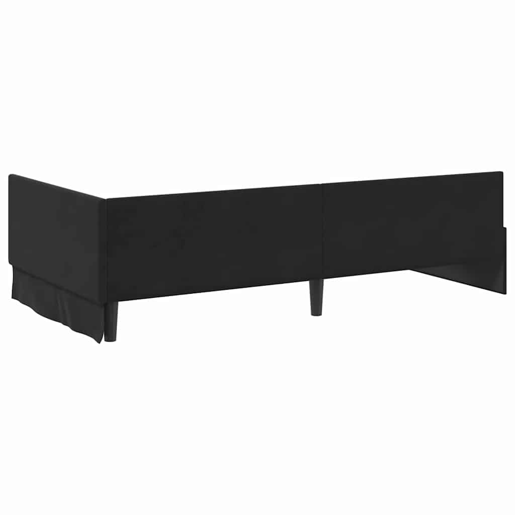 Hjørnesengramme med hovedgærde Sort 100 cm x 200 cm Fløjl