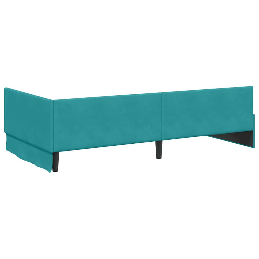 Hjørnesengramme med hovedgærde Turkis 100 cm x 200 cm Fløjl