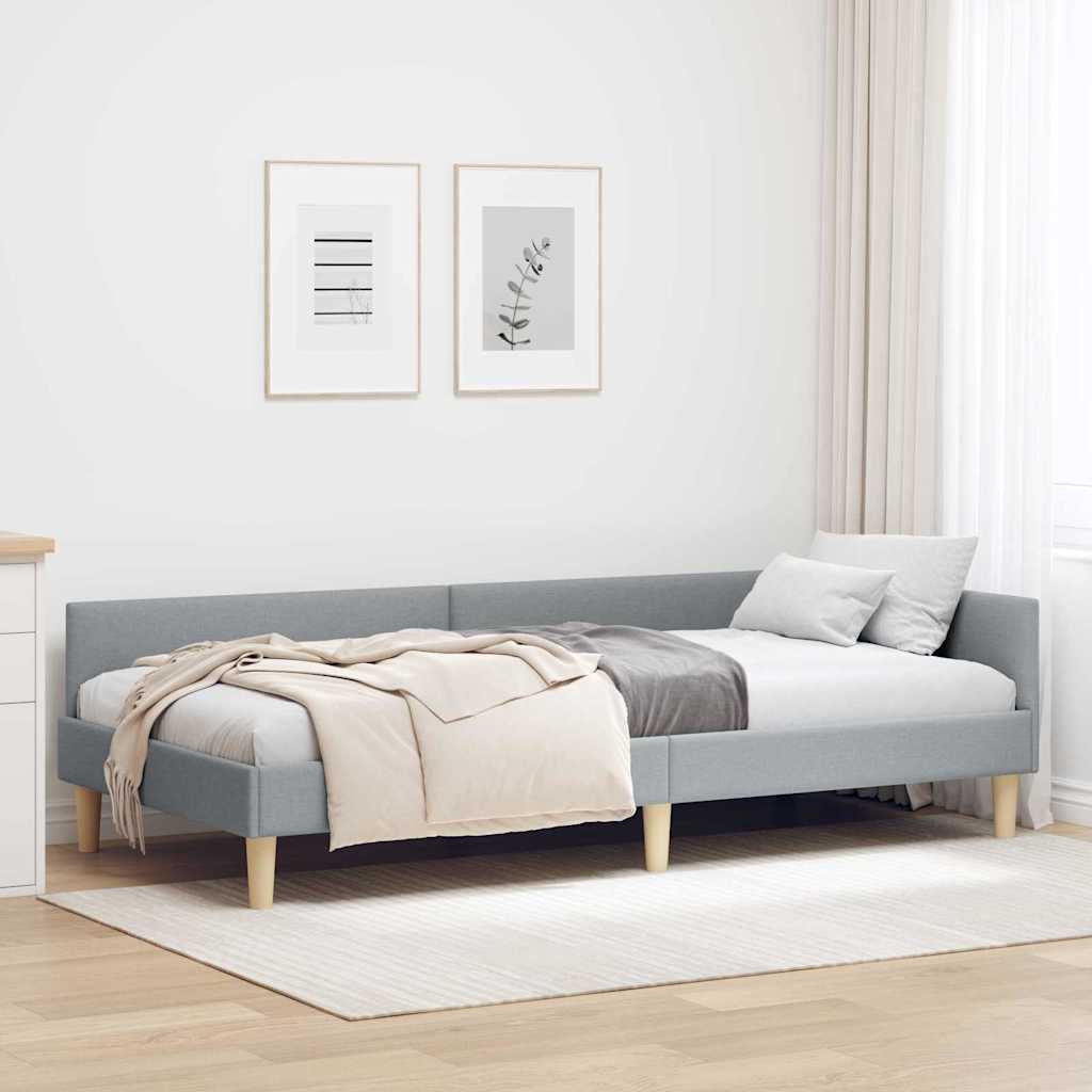 Hjørnesengramme Lysegrå 80 x 200 cm Stof