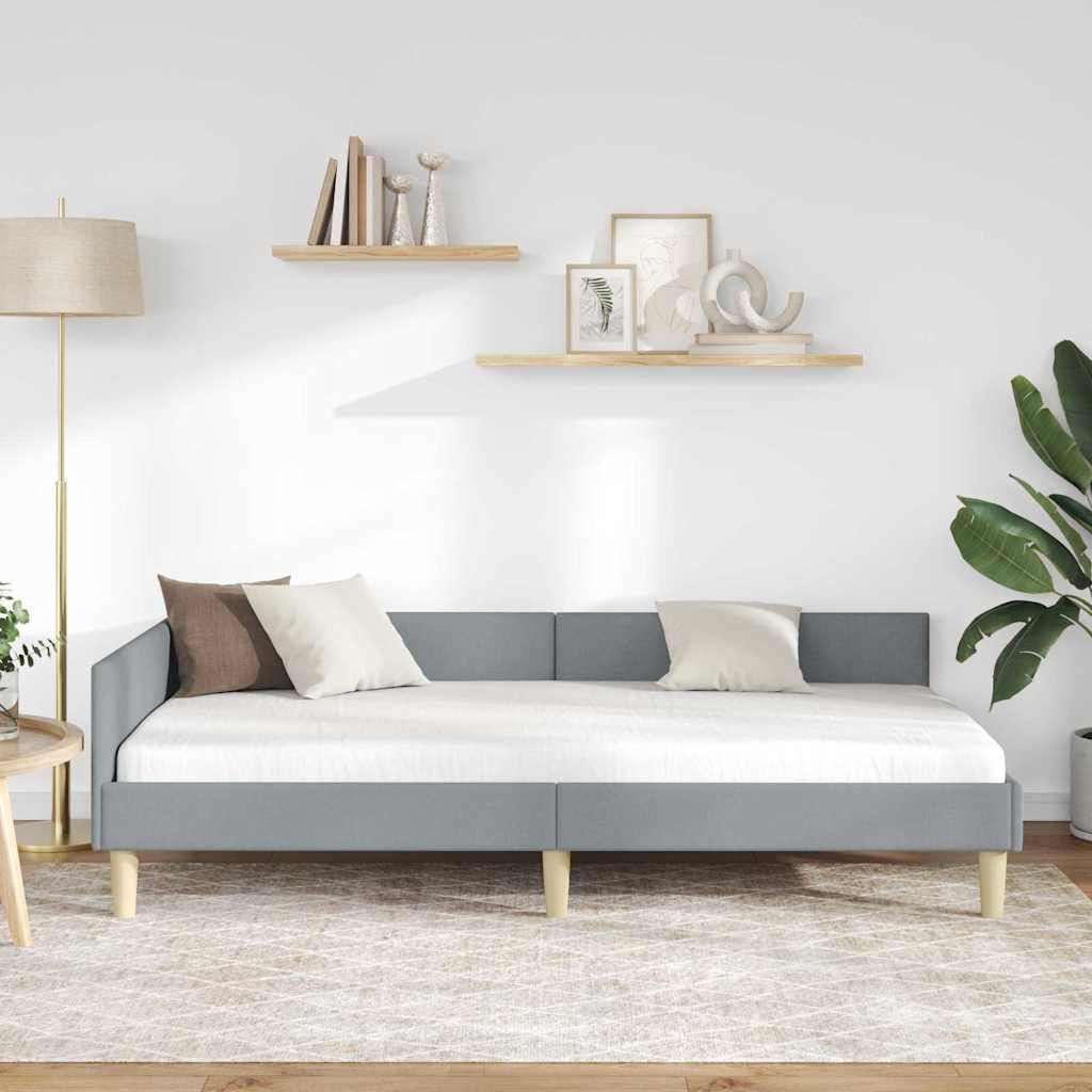 Hjørnesengramme Lysegrå 80 x 200 cm Stof