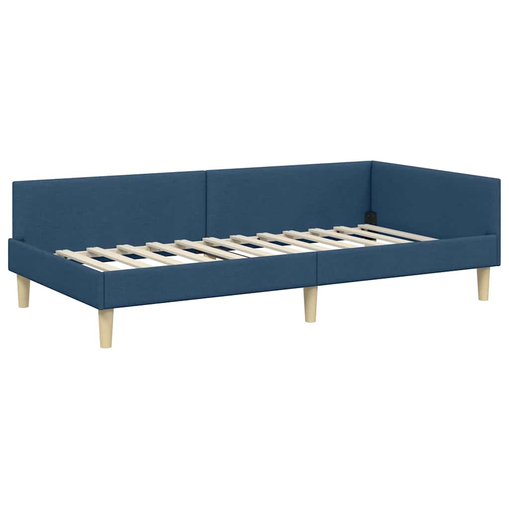 Hjørnesengramme Blå 80 x 200 cm Stof