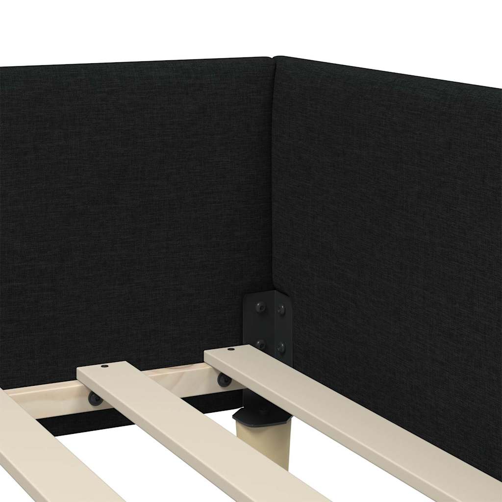 Hjørnesengramme Sort 90 x 190 cm Stof