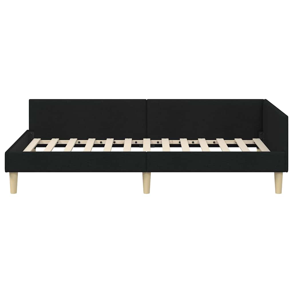 Hjørnesengramme Sort 90 x 200 cm Stof