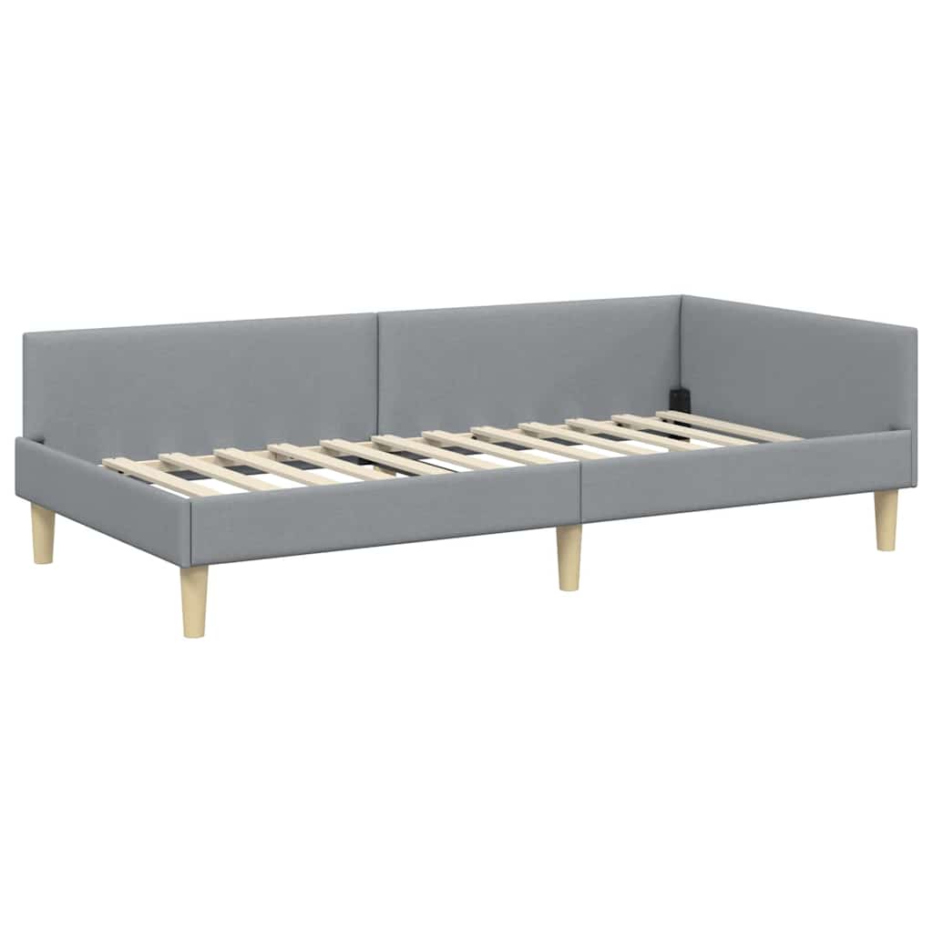 Hjørnesengramme Lysegrå 100 x 200 cm Stof