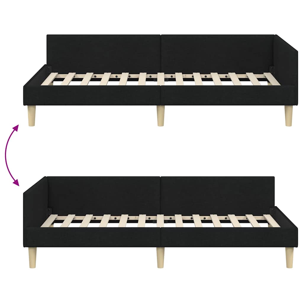Hjørnesengramme Sort 100 x 200 cm Stof