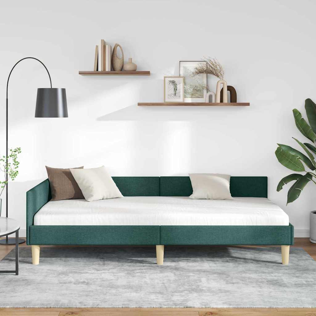 Hjørnesengramme Mørkegrøn 100 x 200 cm Stof