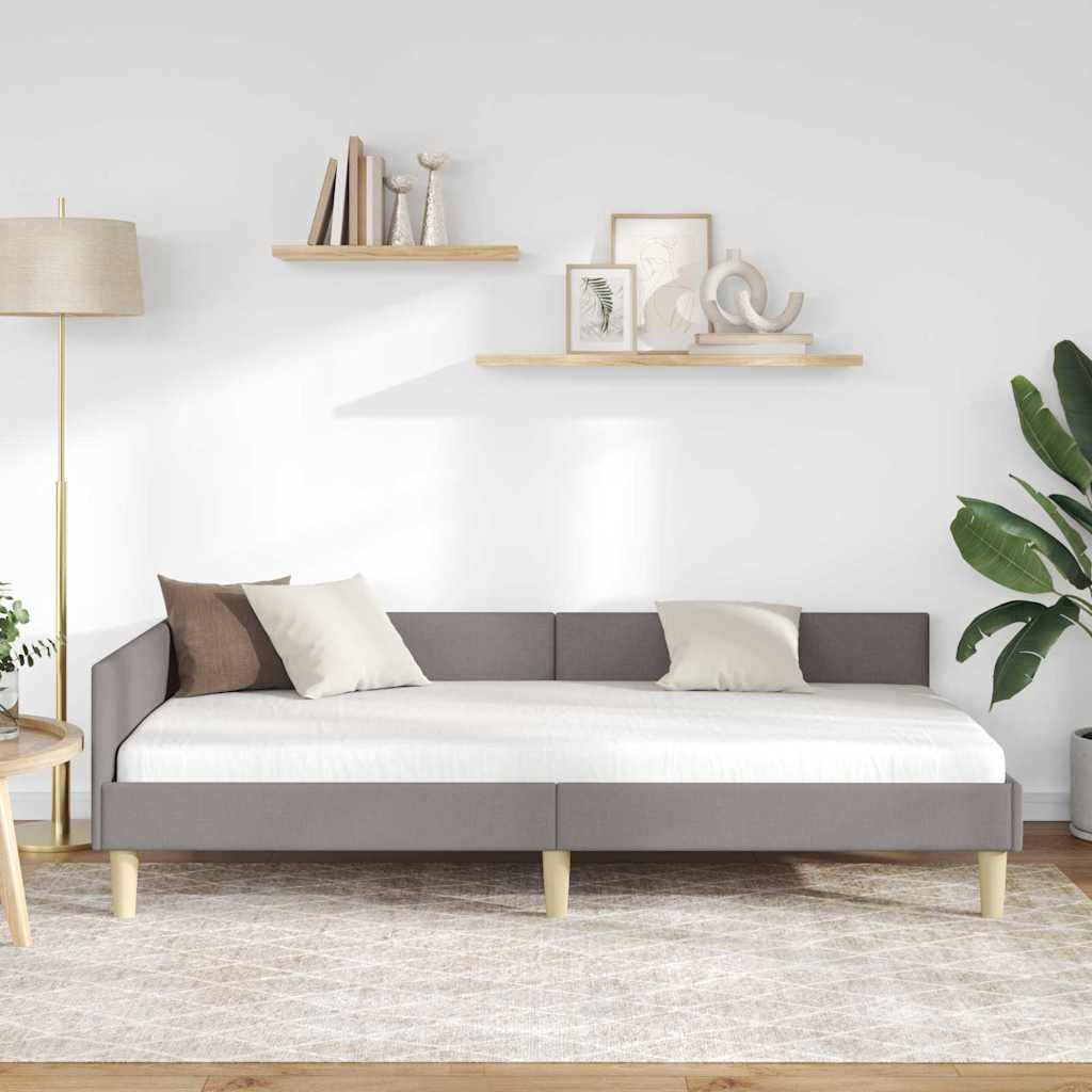 Hjørnesengramme Gråbrun 100 x 200 cm Stof