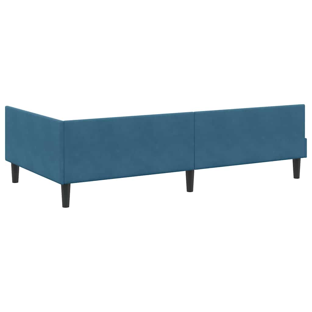 Hjørnesengramme med hovedgærde Blå 80 cm x 200 cm Fløjl