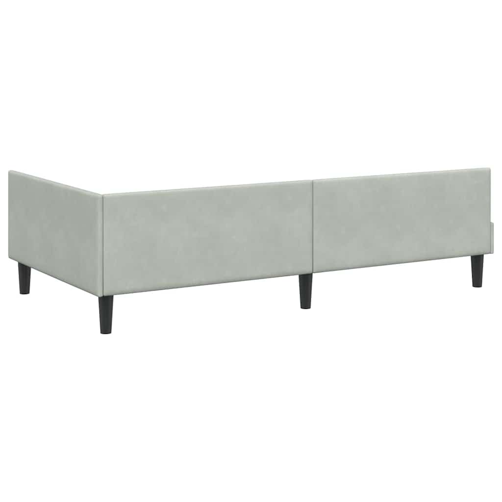 Hjørnesengramme med hovedgærde Lysegrå 80 cm x 200 cm Fløjl