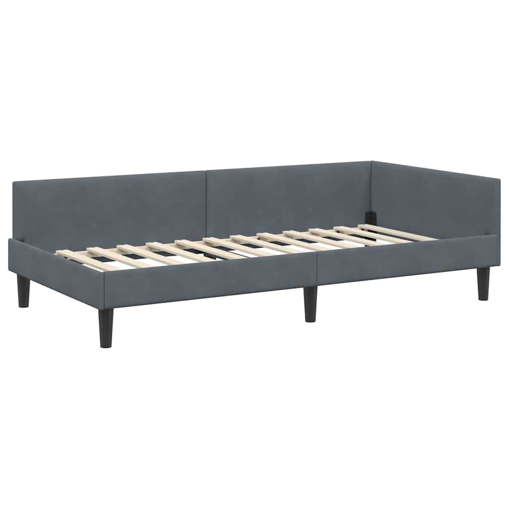 Hjørnesengramme med hovedgærde Mørkegrå 80 cm x 200 cm Fløjl