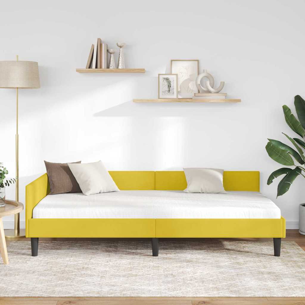 Hjørnesengramme med hovedgærde Gul 80 cm x 200 cm Fløjl