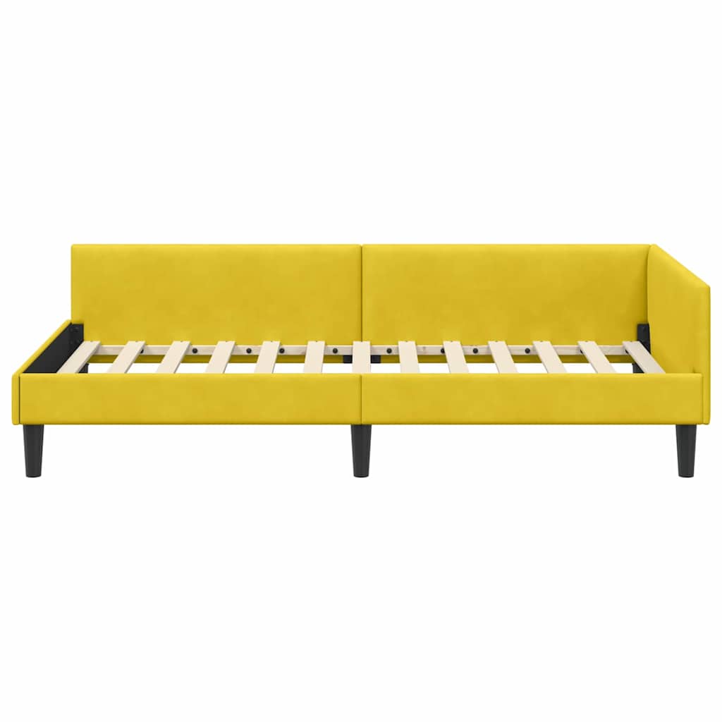 Hjørnesengramme med hovedgærde Gul 80 cm x 200 cm Fløjl