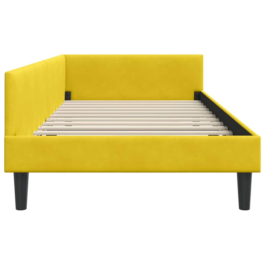 Hjørnesengramme med hovedgærde Gul 80 cm x 200 cm Fløjl