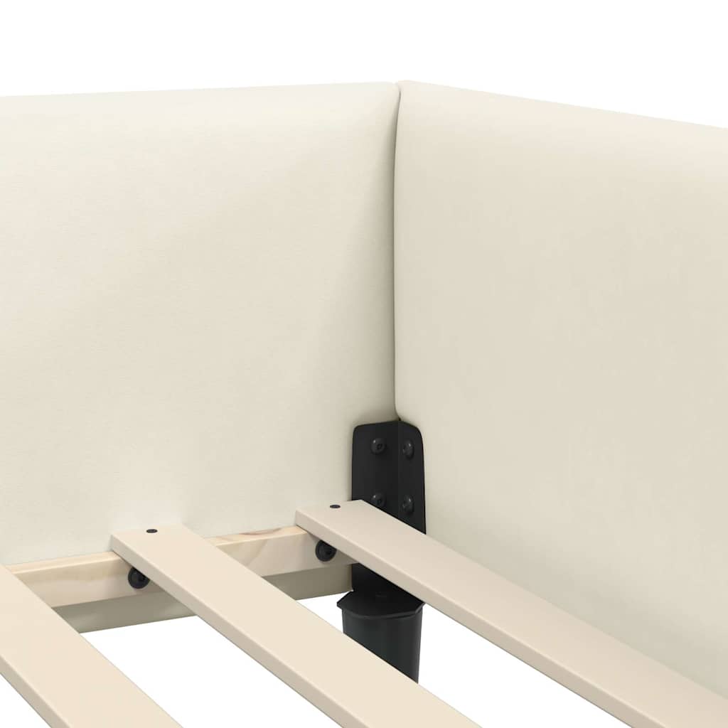 Hjørnesengramme med hovedgærde Creme 80 cm x 200 cm Fløjl