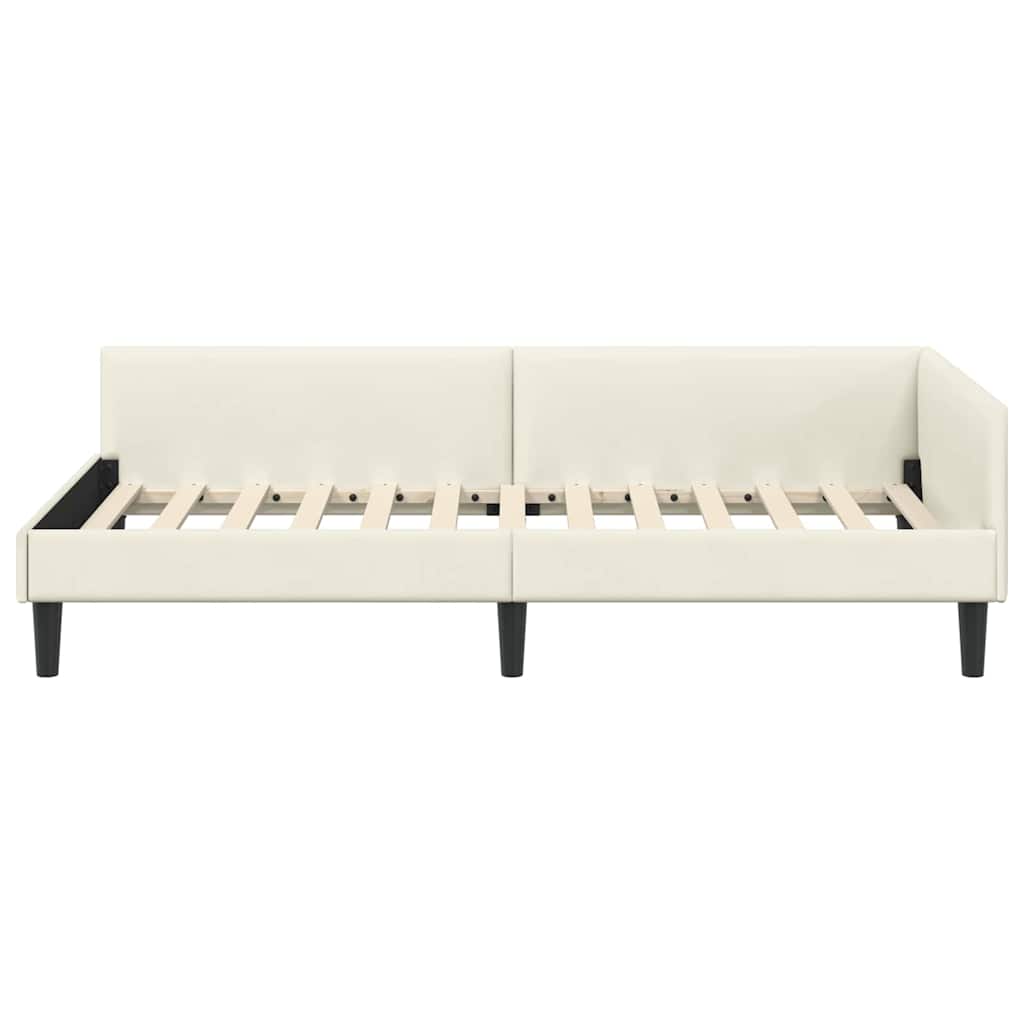 Hjørnesengramme med hovedgærde Creme 80 cm x 200 cm Fløjl