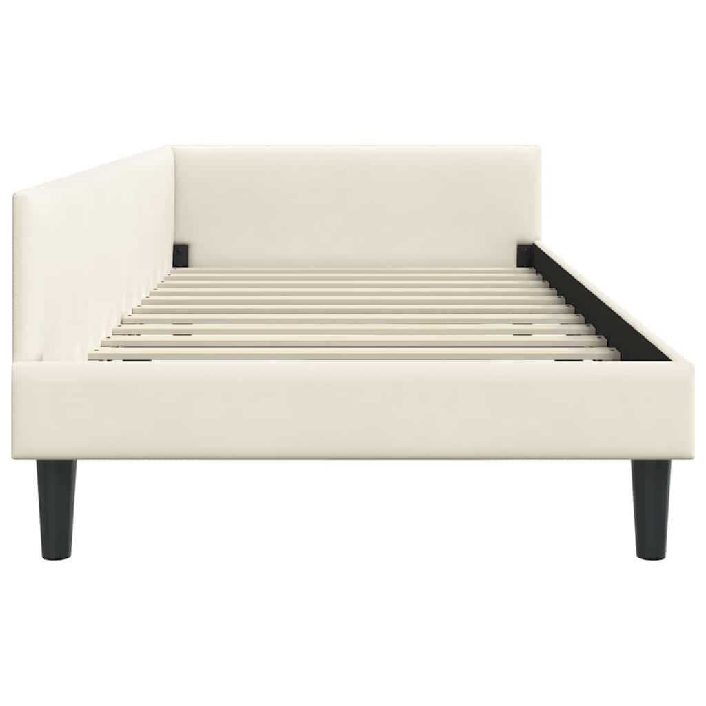 Hjørnesengramme med hovedgærde Creme 80 cm x 200 cm Fløjl