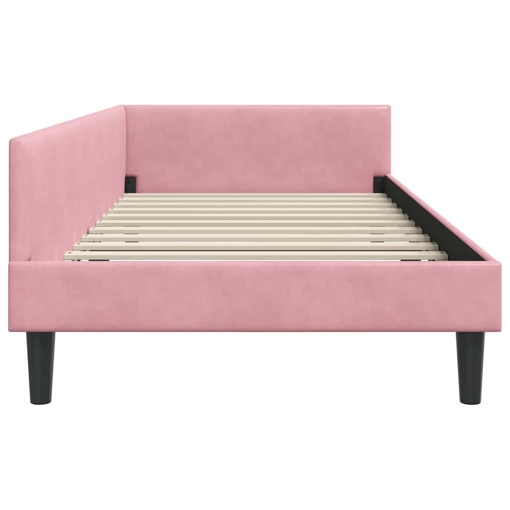 Hjørnesengramme med hovedgærde Lyserød 90 cm x 190 cm Fløjl