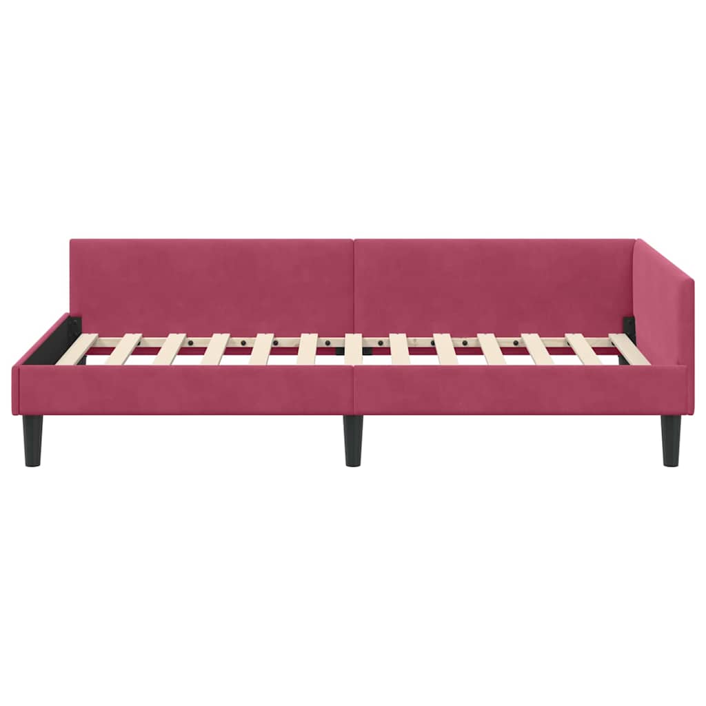 Hjørnesengramme med hovedgærde Vinrød 90 cm x 190 cm Fløjl