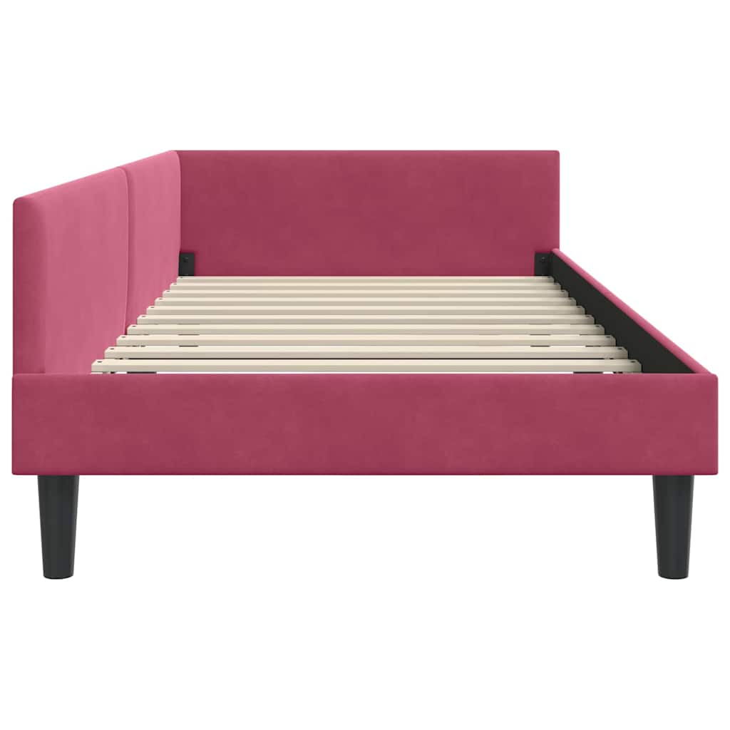 Hjørnesengramme med hovedgærde Vinrød 90 cm x 190 cm Fløjl